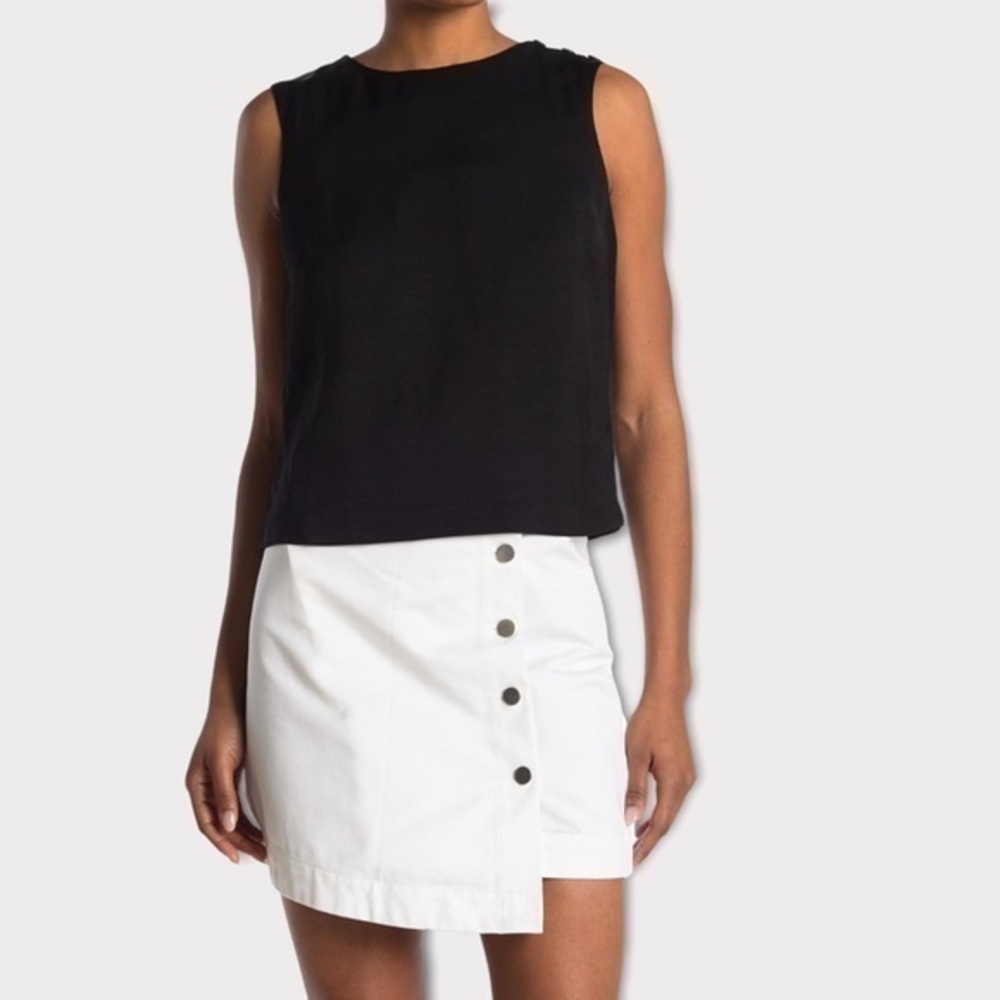 Baldwin NWT Karina Button Shoulder Tank In Black Size Medium Linen Blend